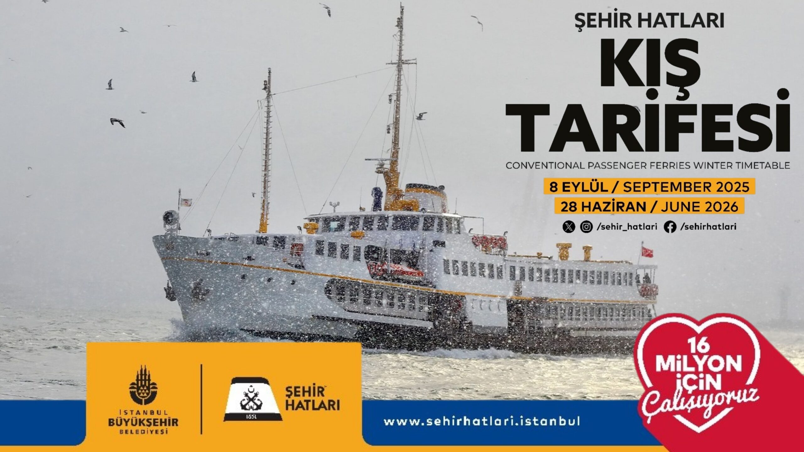 Şehir Hatları Kış tarifesine Geçiyor!